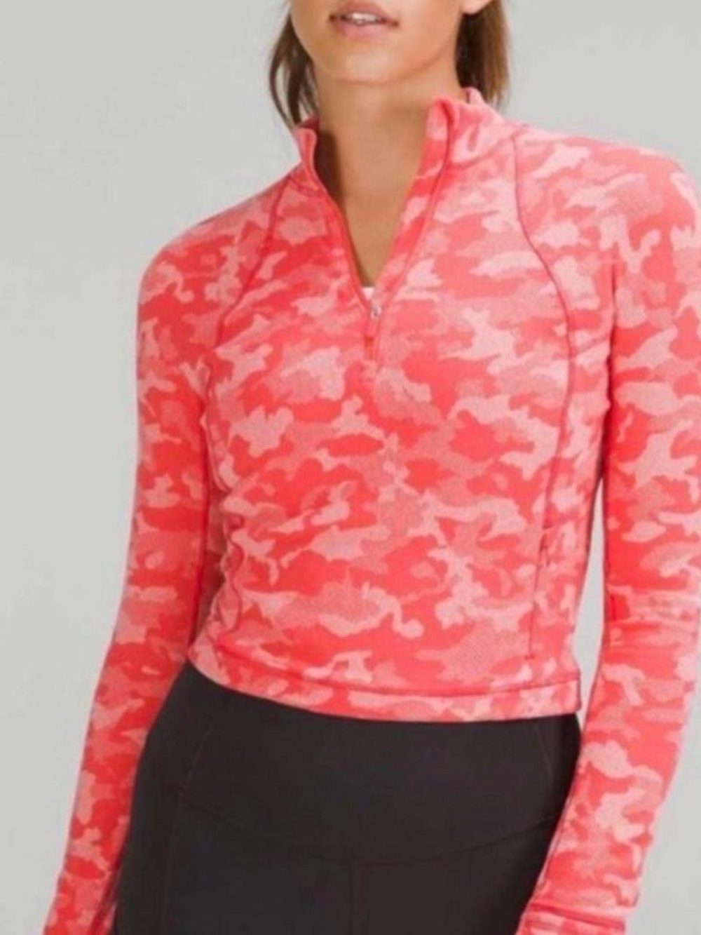 Women’s Lululemon It’s Rulu Run Cropped Half Zip Pink Camo
